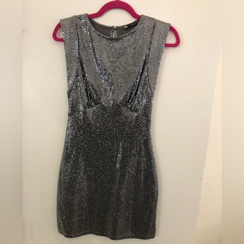 Zara silver mini dress